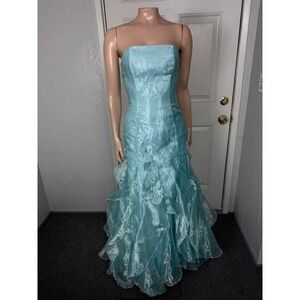 Vintage Y2K Jessica McClintock Dress 3/4 Ruffle Formal Prom Tiered Lace up O13